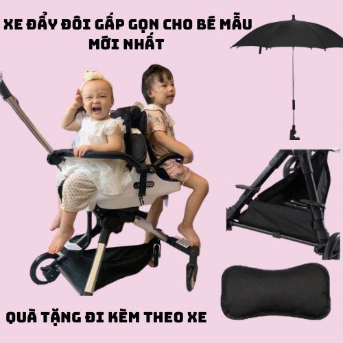 (Có sẵn) Xe đẩy đôi gấp gọn du lịch cho bé
