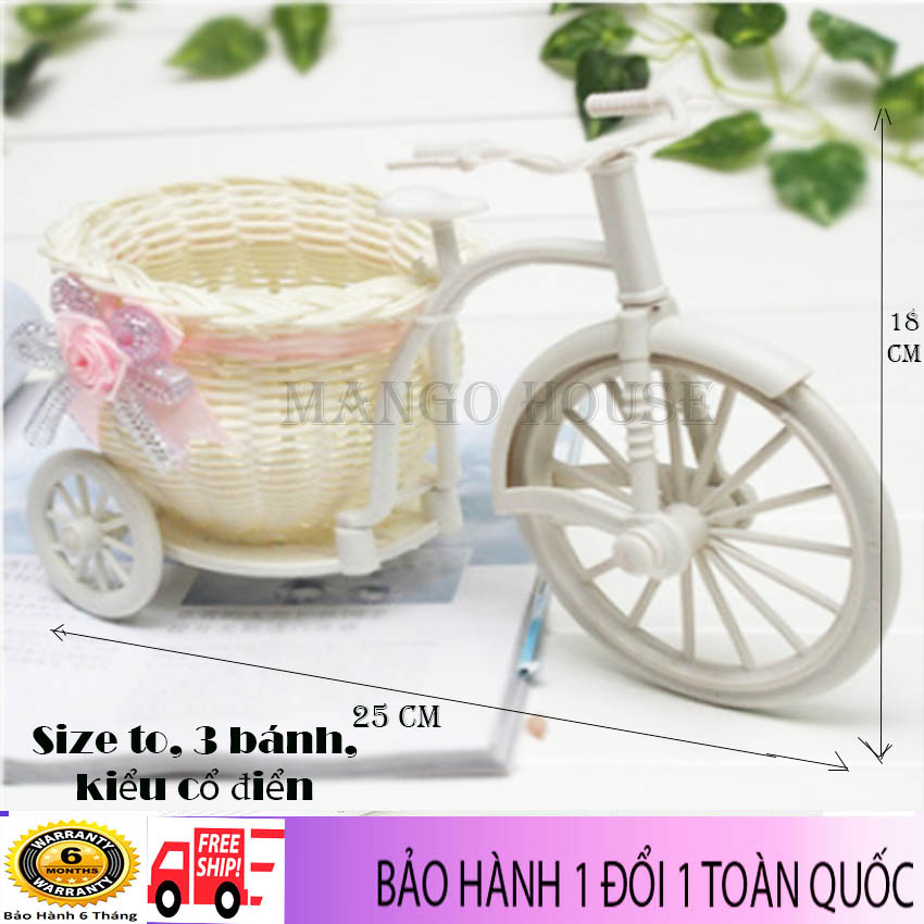 Xe đạp trang trí có giỏ không kèm hoa-Size to- Tặng kèm xốp cắm hoa 3 bánh chắc chắn dễ dàng phối mọi màu sắc kiểu dáng đẹp- Mango house shop- Đồ trang trí hoa giả trang trí giỏ xe hoa trang trí giỏ xe hoa nhựa