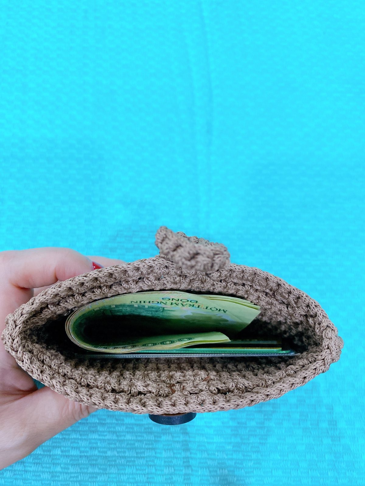 Ví đựng tiền đan bằng sợi dệt Ví handmade