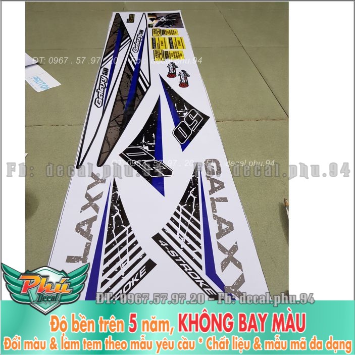 Tem rời Galaxy Zin Xanh trắng đen -mã 3