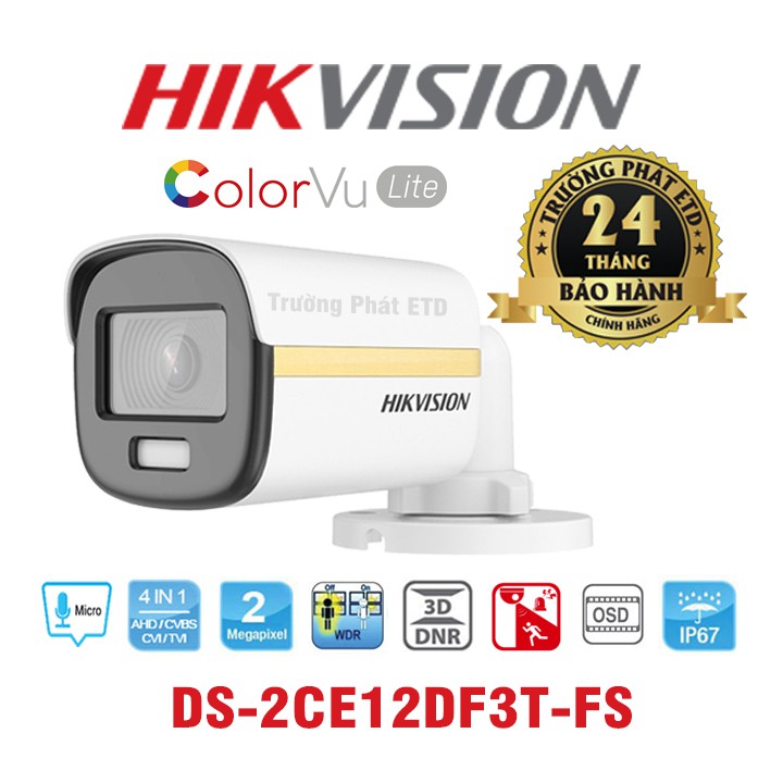 >> BÁO GIÁ CAMERA HDTVI THÂN TRỤ HIKVISION DS-2CE16B2-IPF 2MP, CHÍNH HÃNG, BẢO HÀNH 24 THÁNG | Shopee Lazada Sendo Tiki mới nhất 86 Camera có màu 24/7. Camera HDTVI ColorVu 2MP HIKVISION DS-2CE12DF3T-FS. Hàng Chính Hãng