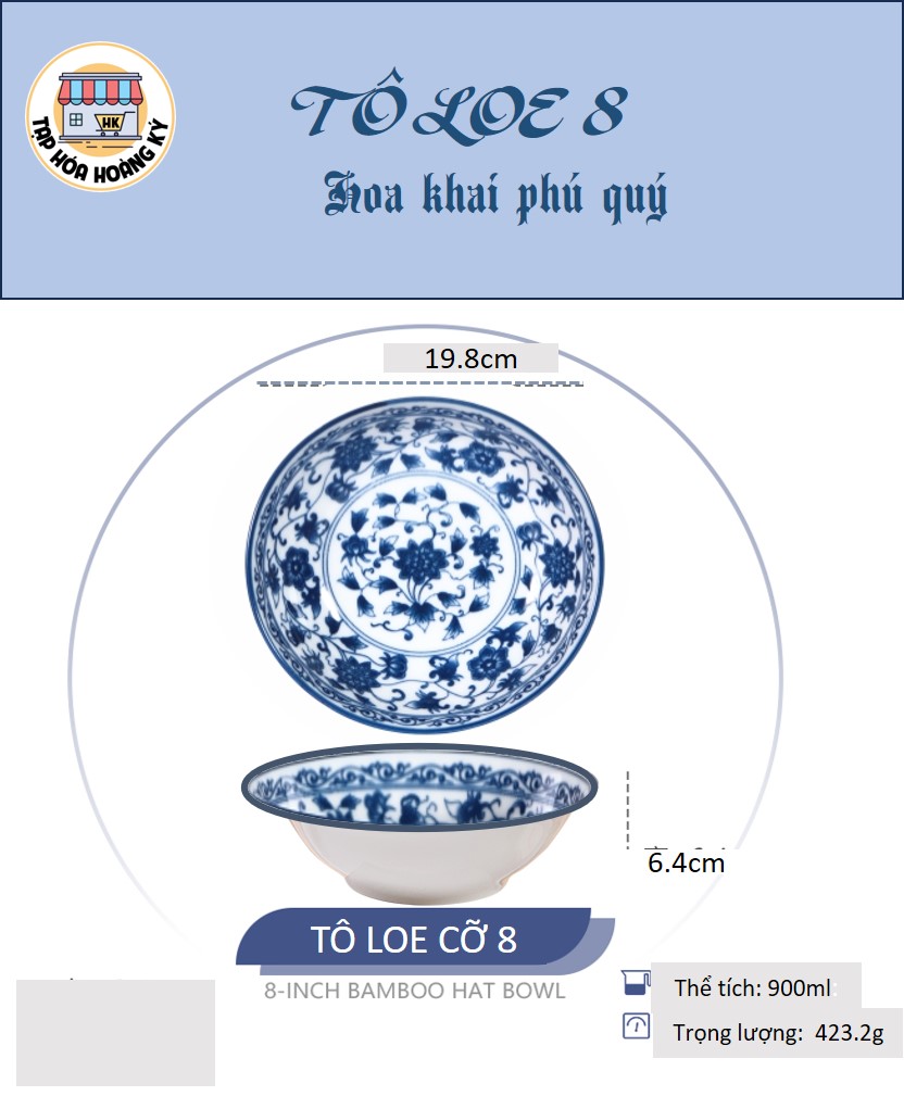 TÔ LOE GỐM SỨ 4D HOA KHAI PHÚ QUÝ ĐỦ SIZE ( 6 ,7, 8)