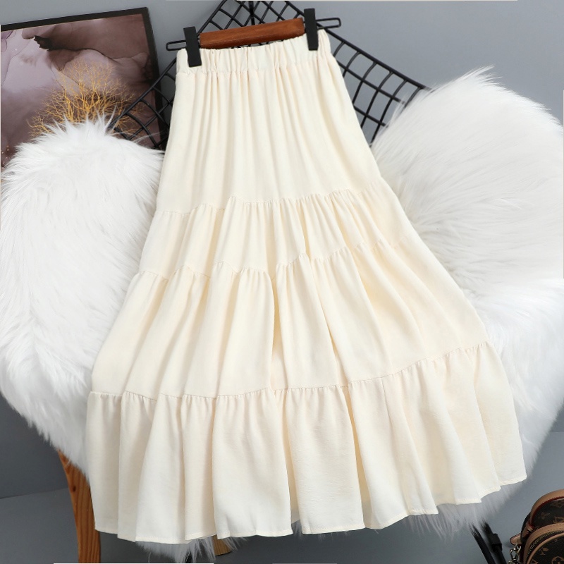 Chân váy suông form dài nhún tầng thời trang, dáng tiểu thư Vintage chất xịn, đẹp