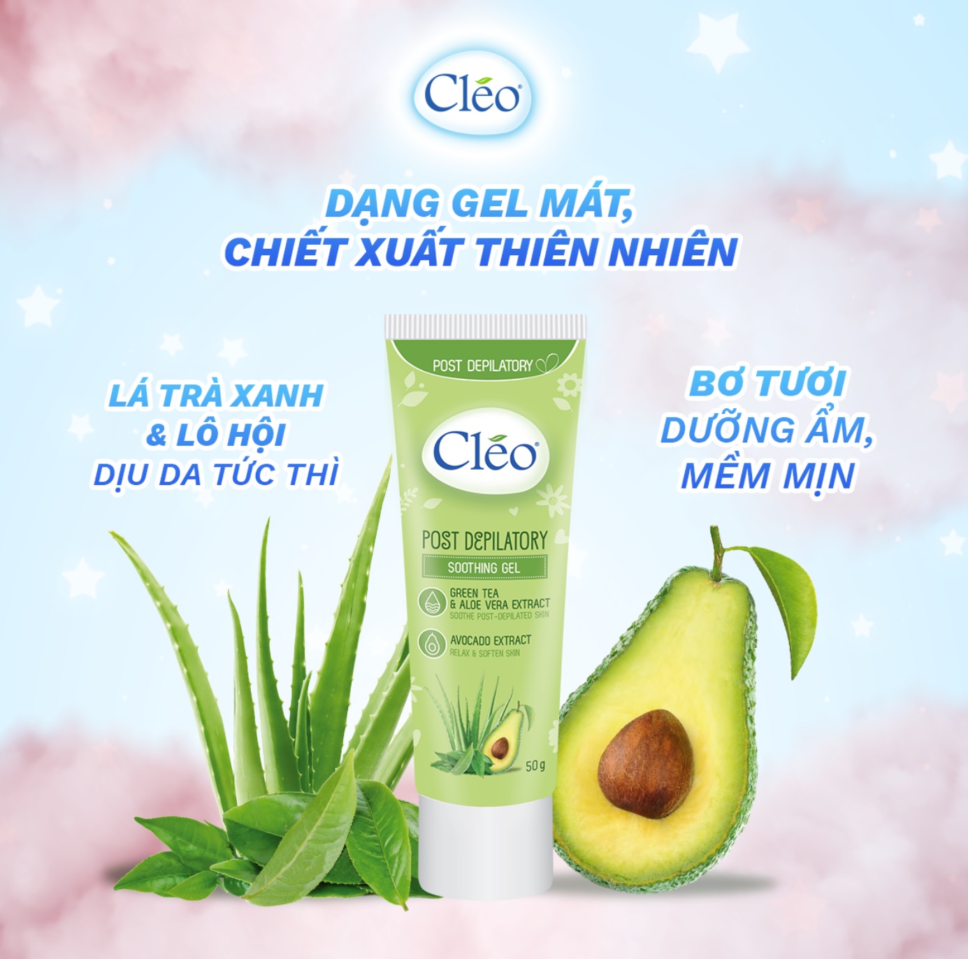Gel Dịu Da Sau Tẩy Lông Cleo Hỗ Trợ Làm Chậm Mọc Lông 50g