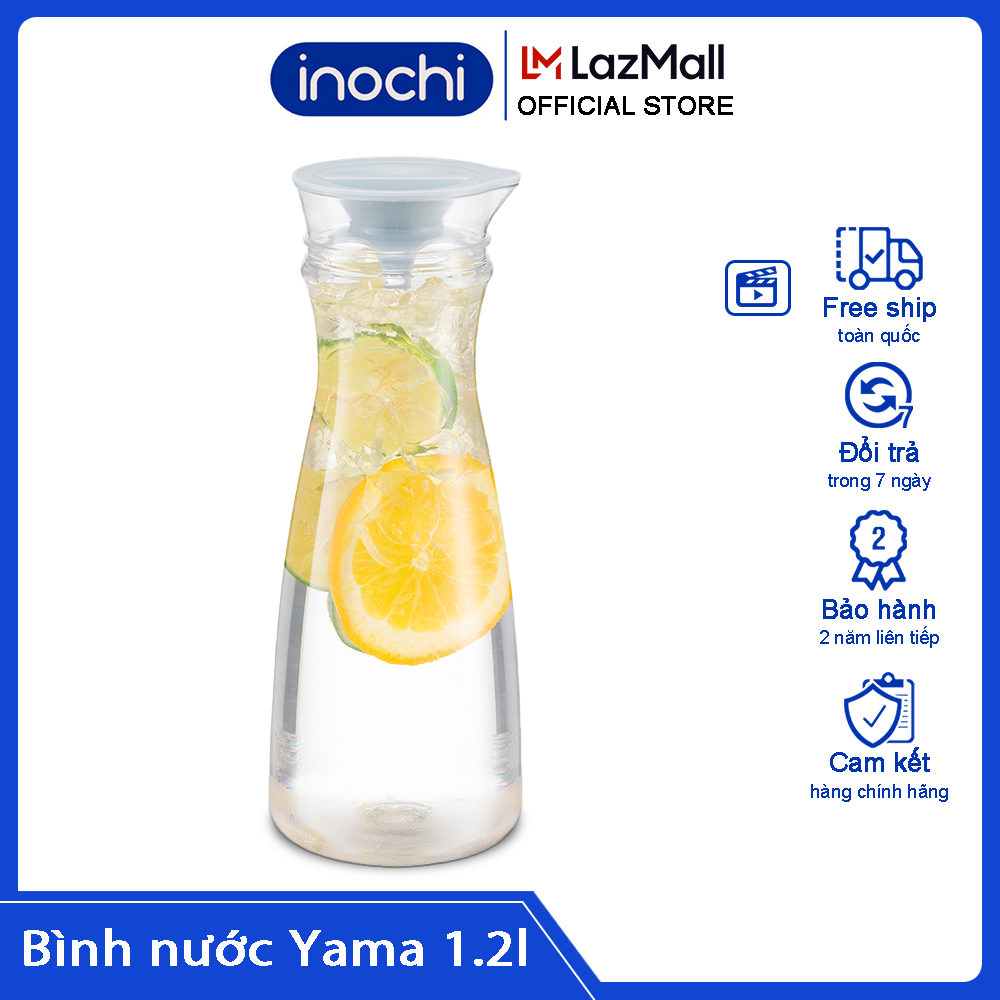 Bình nước Yama inochi 1.2 Lít - Bình nước để bàn - Bình đựng nước - bình nước nhựa nguyên sinh phủ Ag+ kháng khuẩn khử mùi