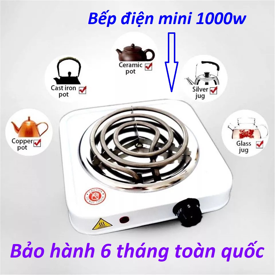 Bếp hơ lá trầu FREESHIP bếp điện mini 1000w cao cấp sơn tĩnh điện đen tự động ngắt điện Tiết kiệm điện,Bếp Sử dụng dễ dàng có nút xoay tăng giảm nhiệt độ