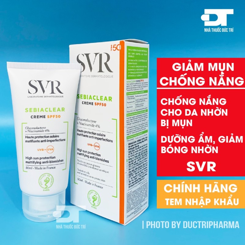 Kem làm giảm mụn và chống nắng SPF50 SVR SEBIACLEAR Creme SPF50 50ml giá rẻ