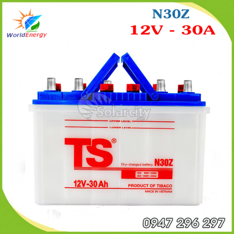 ẮC QUY TIA SÁNG NƯỚC 12V-30AH (N30Z) bình mới không kèm axit