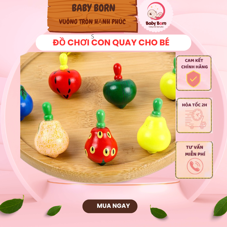 Đồ chơi con quay gỗ truyền thống cho bé