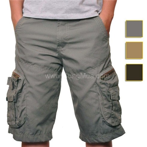 [FreeShip] KAKI Men's SHORT Pants SOLID BOX STYLE BAG Thick Beautiful High Quality Fabric.