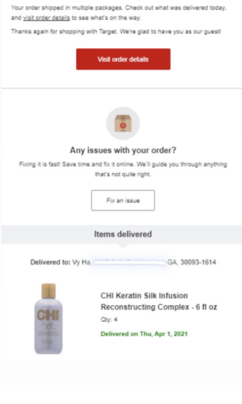 (Bill US) Dưỡng Tóc CHI Silk Infusion màu Đỏ