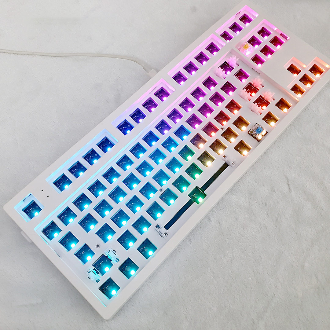 Bộ KIT bàn phím cơ FL-Esports MK870 RGB White - Mạch xuôi - Sẵn foam - Hàng chính hãng