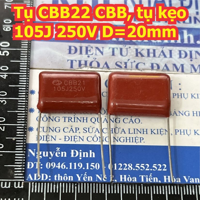 20 con tụ cbb22 cbb tụ kẹo nâu đỏ 105j 250v / 400v d=20mm kde1753
