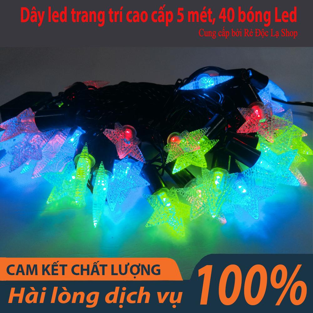 Dây đèn Led trang trí ngôi sao cao cấp 16 bóng, siêu bền, bao đứt, chống nắng, mưa thích hợp trang trí noel, lễ, tết, sinh nhật(N007)