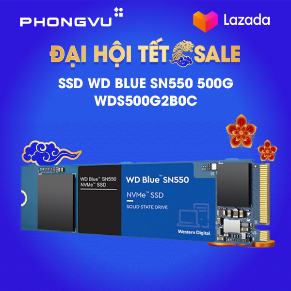 Ổ cứng SSD WD Blue SN550 500GB M.2 2280 NVMe Gen3 x4 (WDS500G2B0C) - Bảo hành 60 tháng