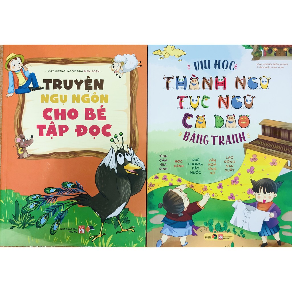 [HCM]Sách - Combo Truyện Ngụ Ngôn Cho Bé Tập Đọc + Vui Học Thành Ngữ Tục Ngữ Ca Dao bằng tranh