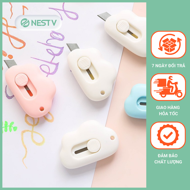 Dao rọc giấy - cắt giấy mini hình đám mây xinh xắn có lỗ treo