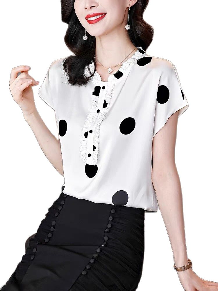 Áo chấm bi to công sở cao cấp gd04-0721