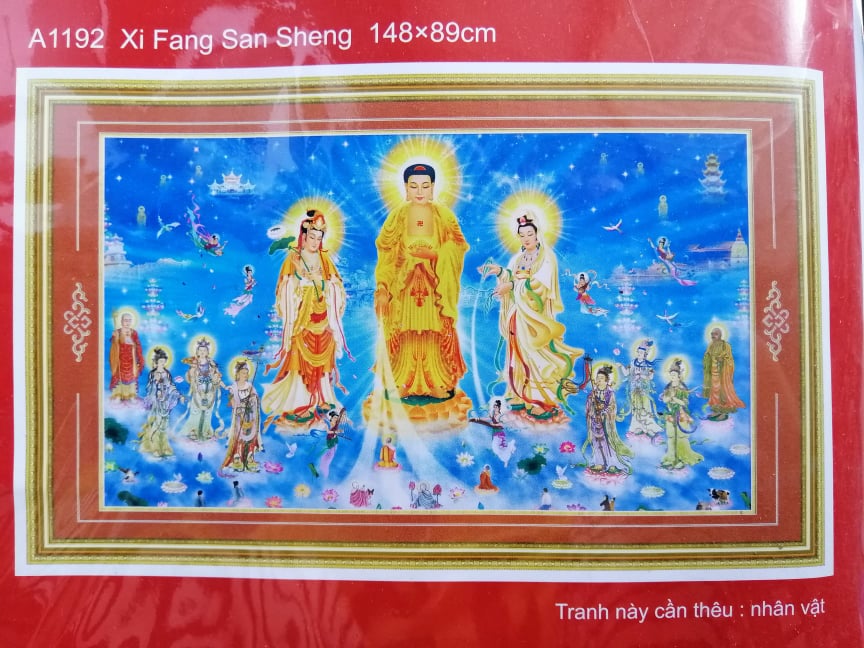 Tranh Thêu Chữ Thập Tam Thế Phật A1192