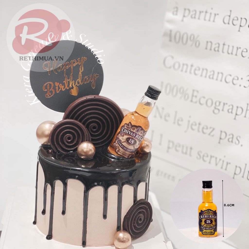 Chai nhựa Chivas - Trang trí bánh sinh nhật bánh kem