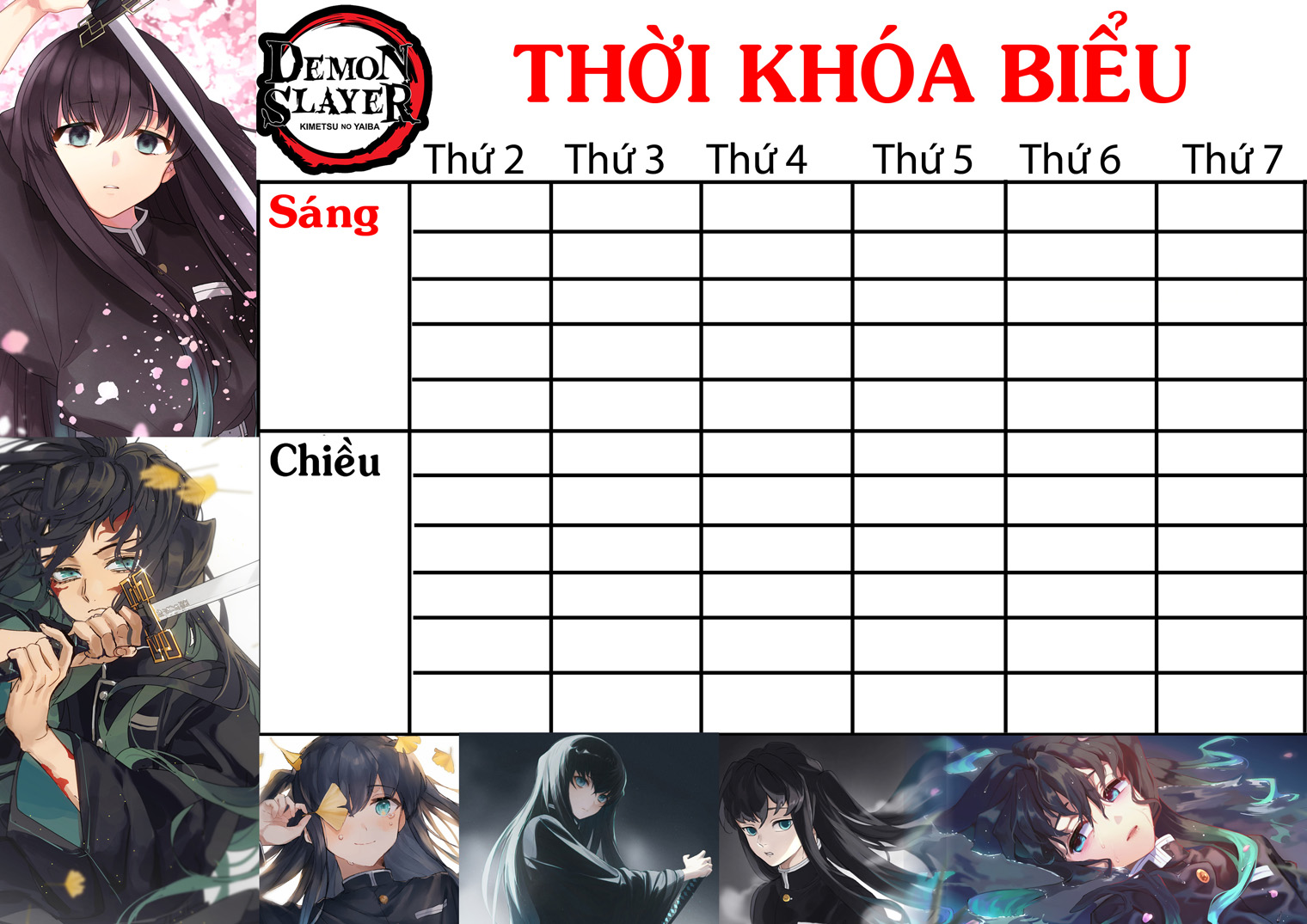COMBO 2 THỜI KHOÁ BIỂU Kimetsu no Yaiba 15x21cm