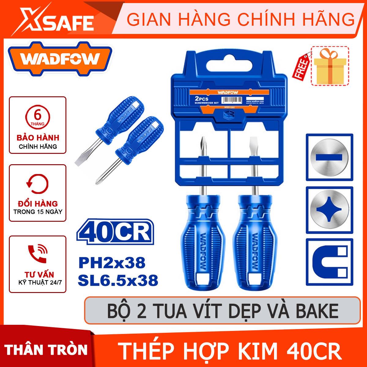2-piece 100mm flat & Bake screwdriver set