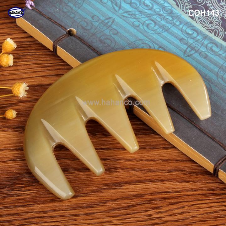 Lược sừng răng thưa thần thánh - dày 4-6mm chải tóc xoăn, rối, xù - massage đầu giúp lưu thông máu - hahanco -chăm sóc sức khỏe