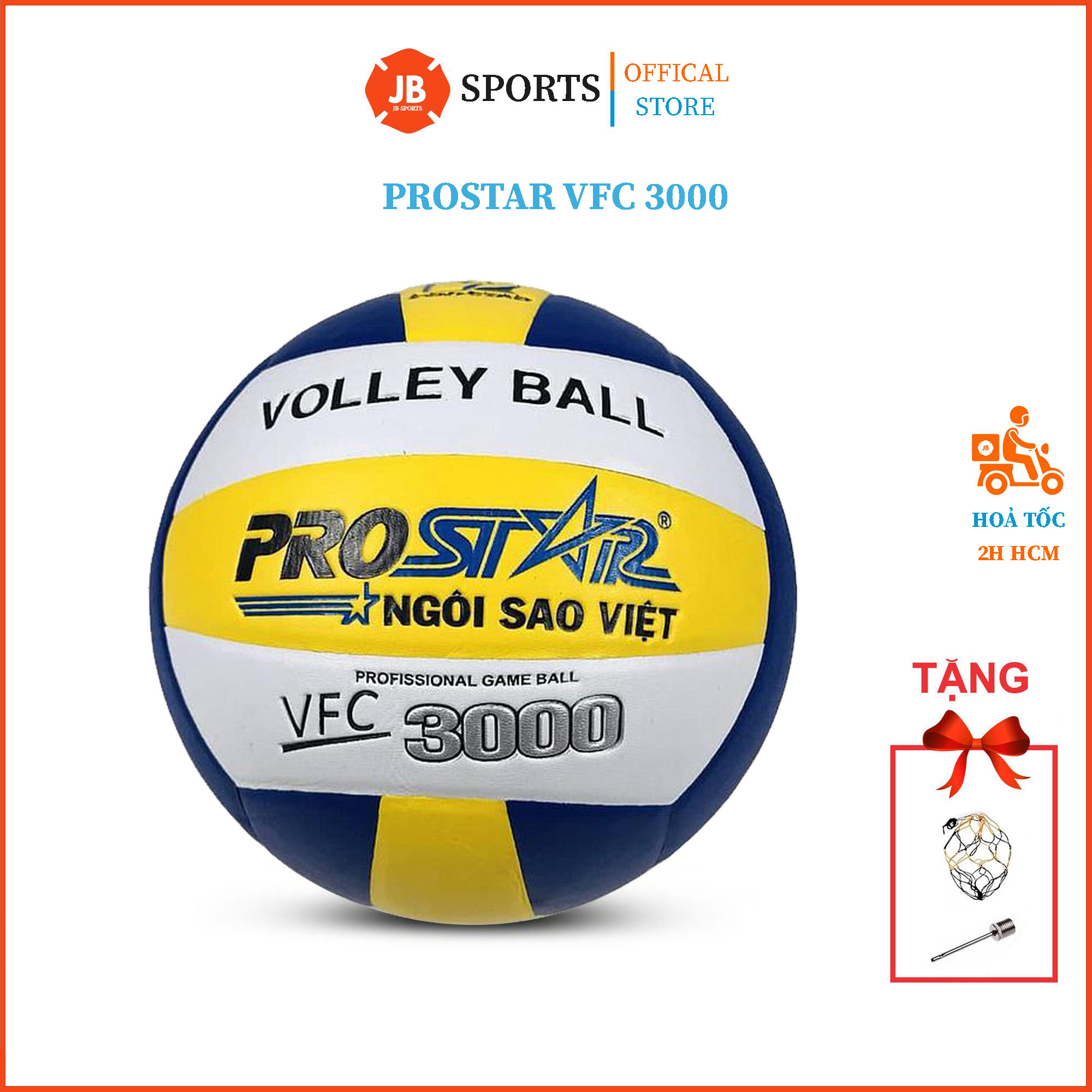 Quả bóng chuyền prostar vfc 3000 - tiêu chuẩn thi đấu - tặng kèm kim bơm và lưới đựng bóng