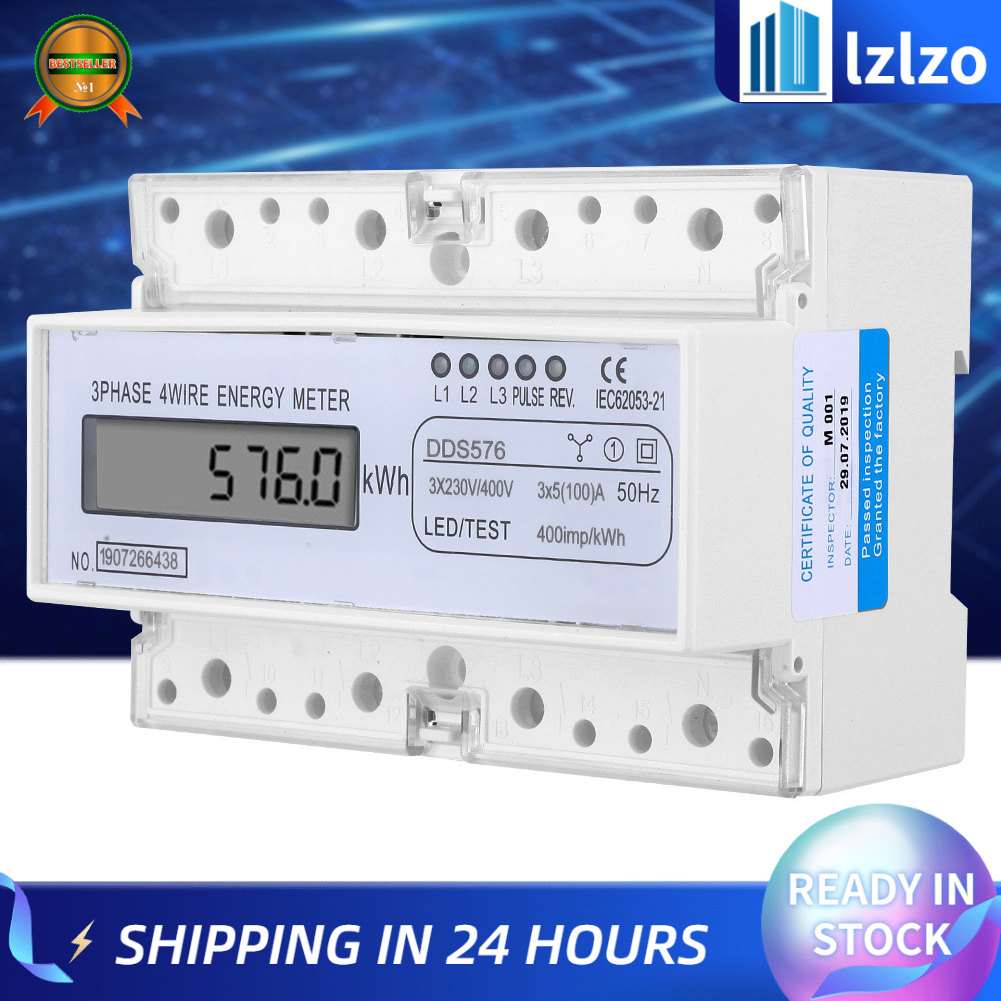 DDS576 Watt Hour Meter LCD Display 3 Phase 4 Wire 7P 380V Electric Energy Power Meter  br/