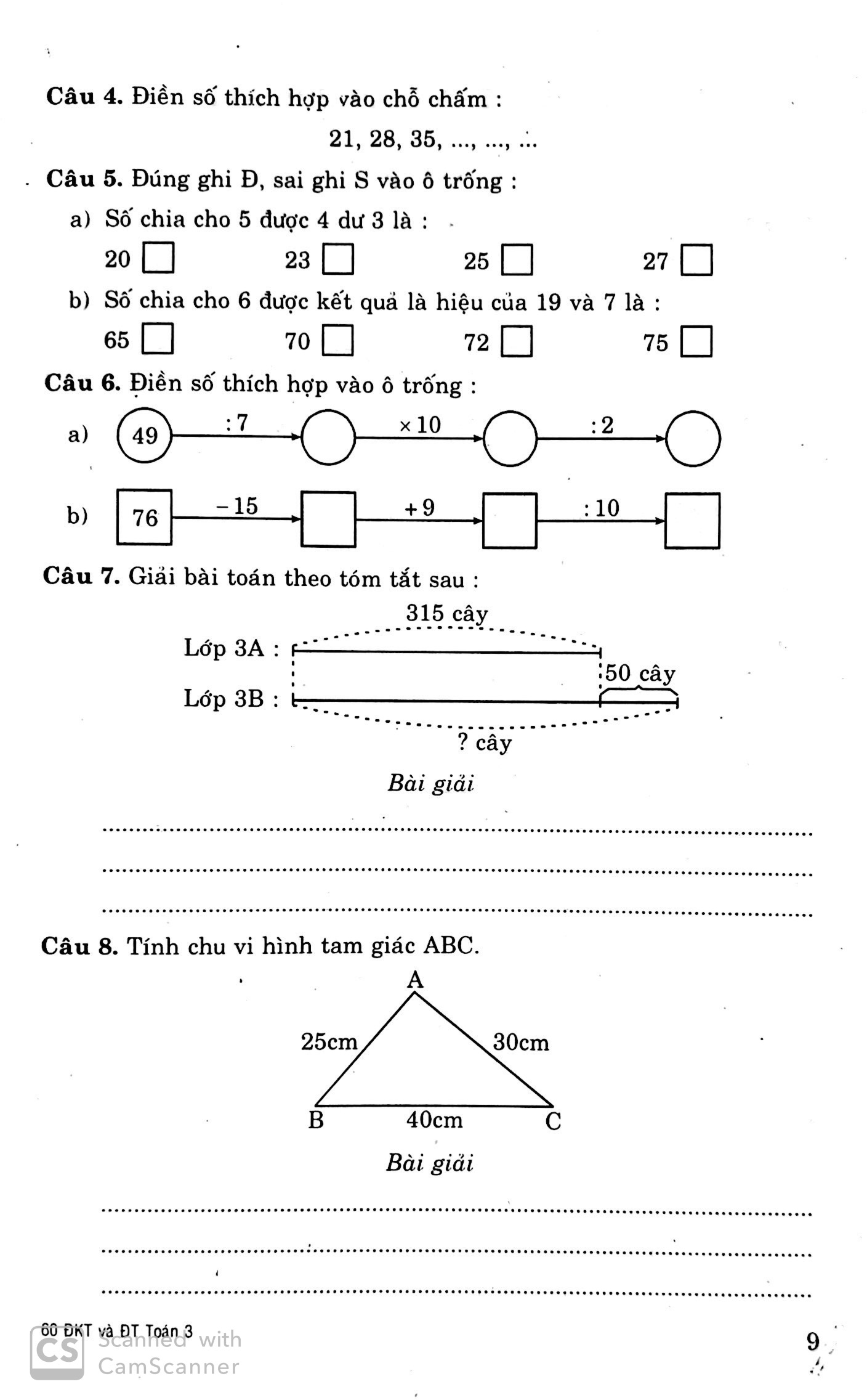 Fahasa - 60 Đề Kiểm Tra Và Đề Thi Toán 3