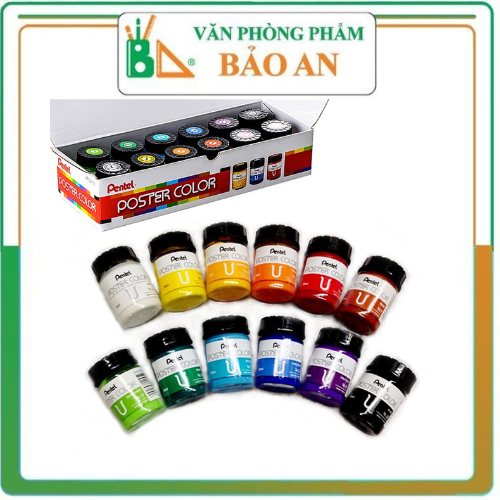 Màu poster pentel 12 màu poc-12e - màu nước poster color pentel mini hàng chính hãng 100%
