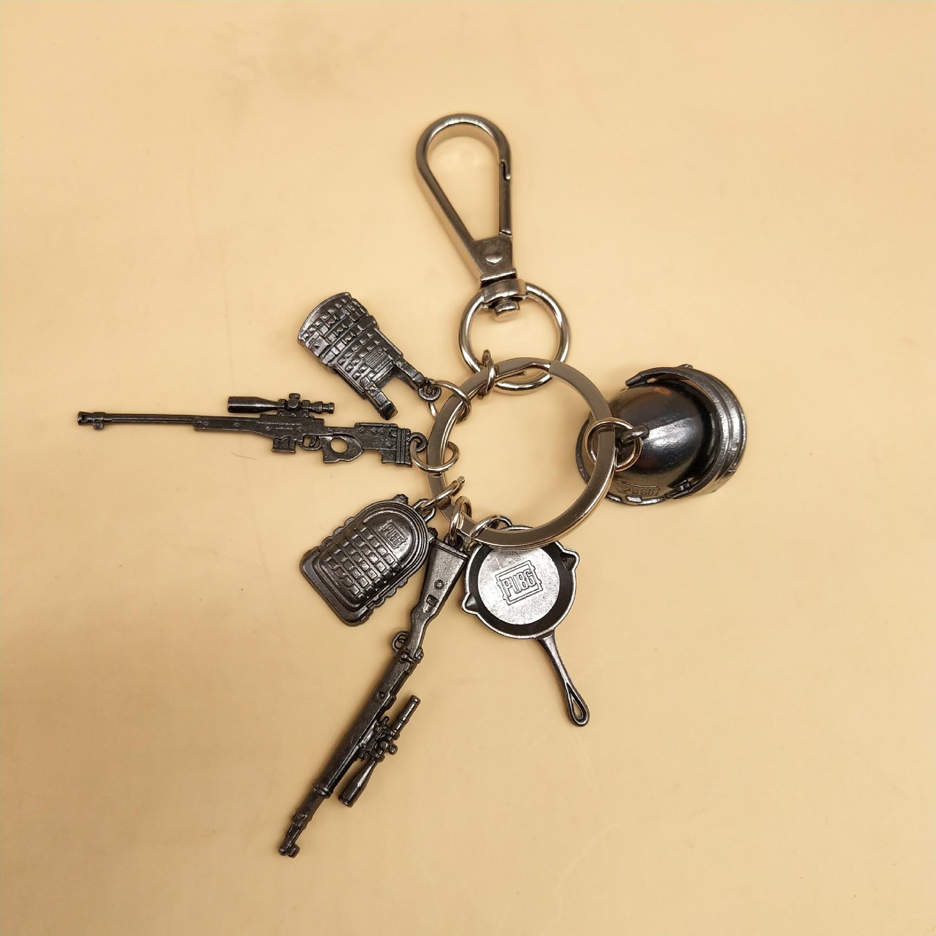 Combo Móc Khóa Mô Hình PUBG 6 Món Nhỏ (AWM, K98, Mũ 3, Giáp 3, Balo 3, Chảo)