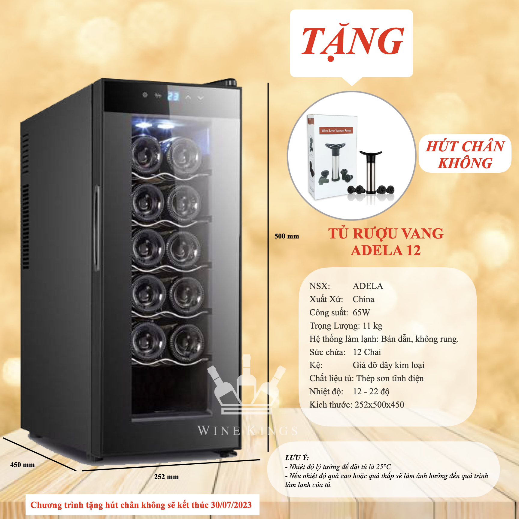 Tủ rượu vang Adela 12 chai