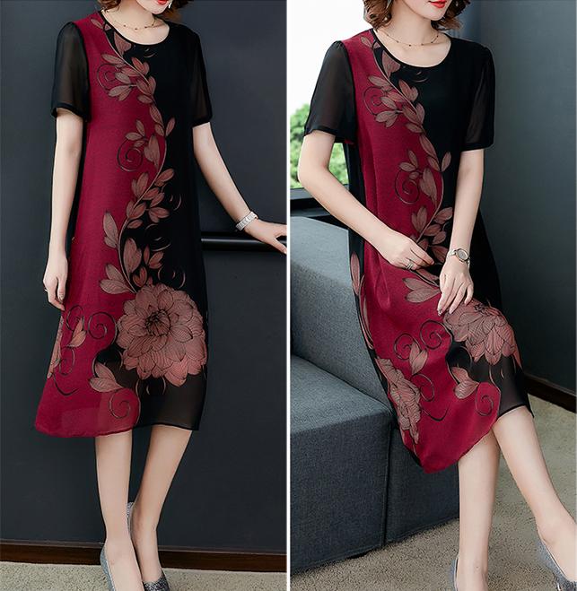 Xuka-(real picture) dress suông middle-aged đẹp designs suông going Party streetwear luxury, dress middle-aged, dress suông round neck, dress to party mother gift, dress suông chiffon printed painting white 3244 3344 3309 3226 3313 3341 3367 3368