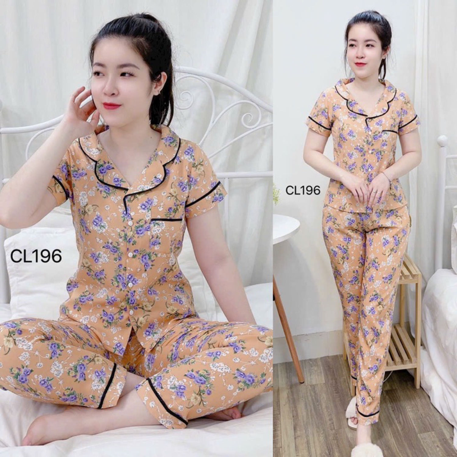 BỘ PIZAMA CỘC TAY LỤA THÁI CAO CẤP CLOVER
