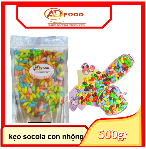Kẹo socola con nhộng nhiều màu sắc gói 200g