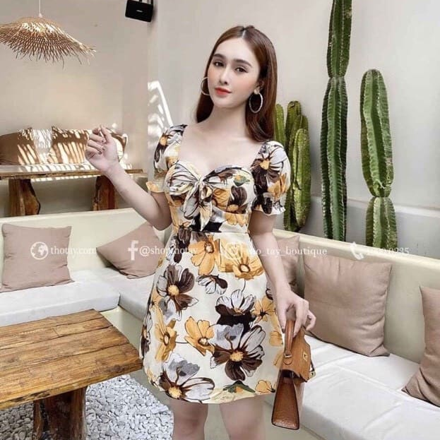 [Mẫu Mới]Đầm Xếp Ly Cột Nơ Thời Trang Quyến Rũ HARI ( CÓ MÚT NGỰC ) HARI