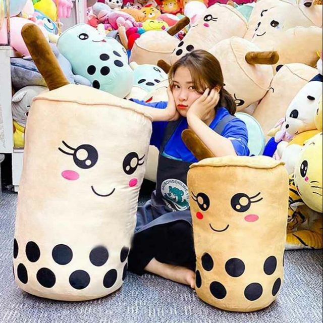 Gấu bông gối ôm bình trà sữa 15cm
