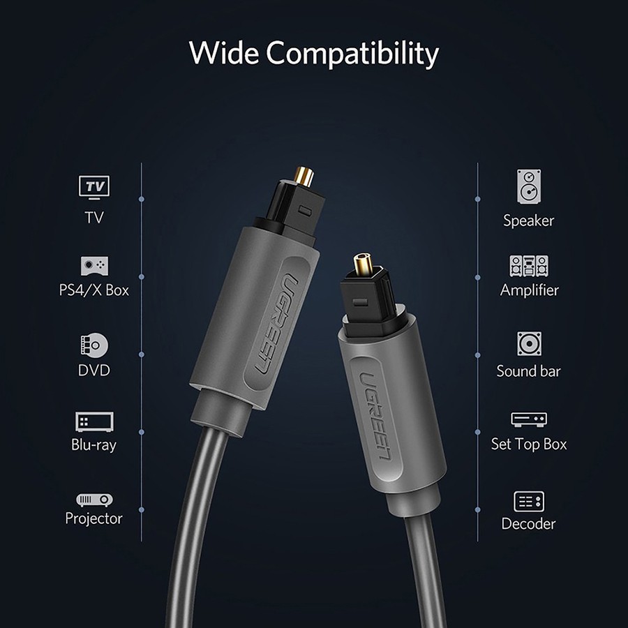 Cáp âm thanh chuẩn quang optical toslink  Ugreen AV122 - Hapustore