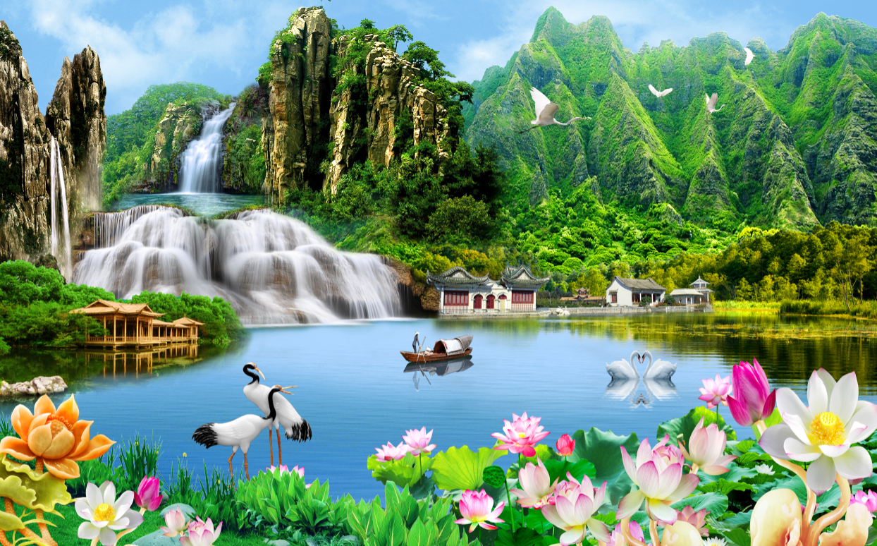 Tranh  3d sơn thủy size nhỏ