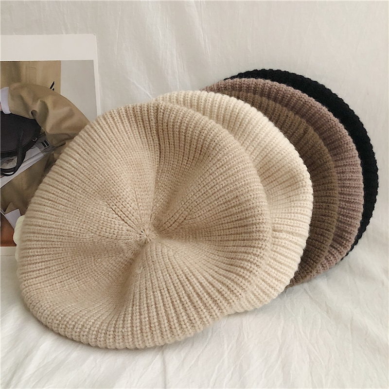 Autumn winter knit beret female warm fashion hat Japanese painter cap