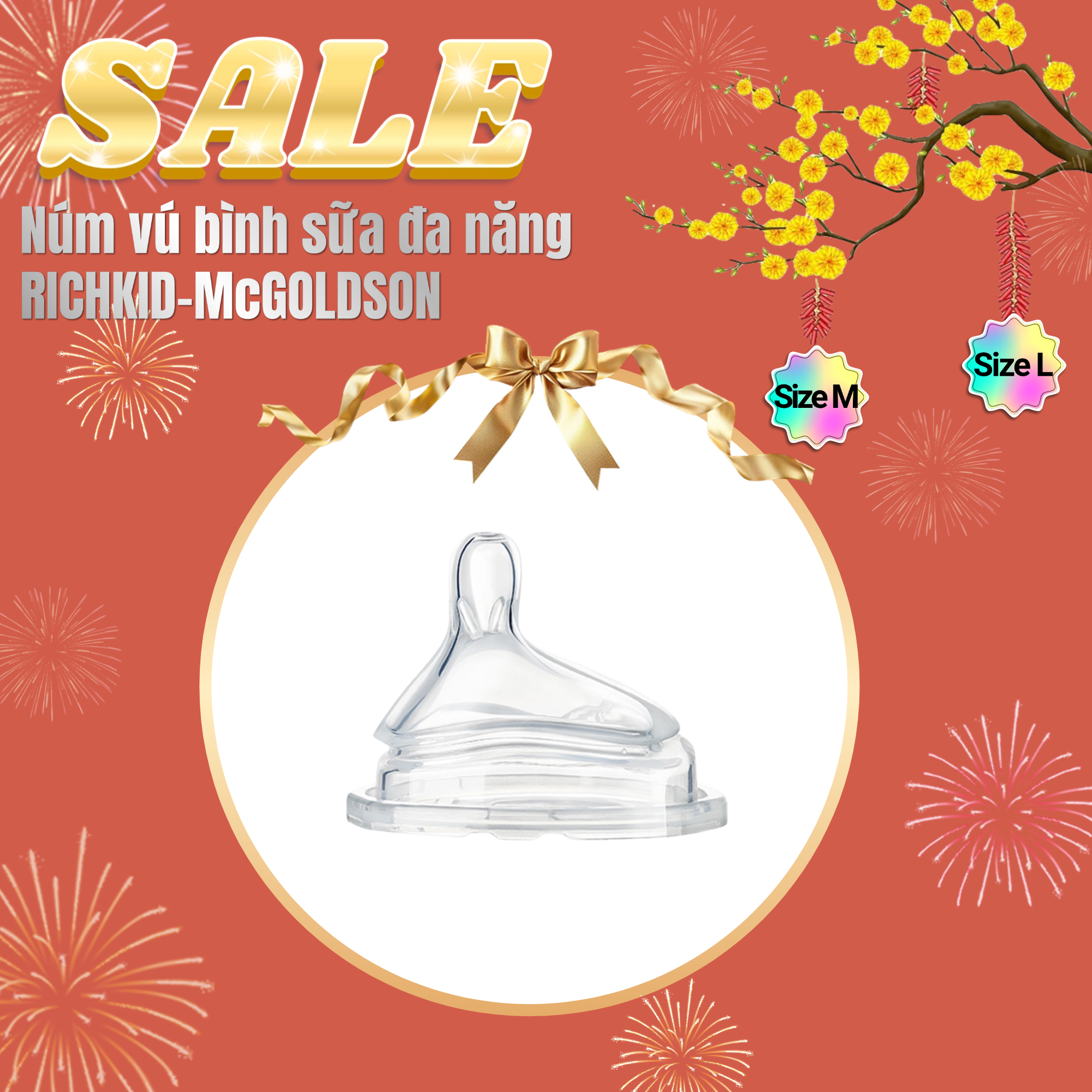 Núm vú bình sữa đa năng RICHKID-McGOLDSON (Hộp 2 cái)
