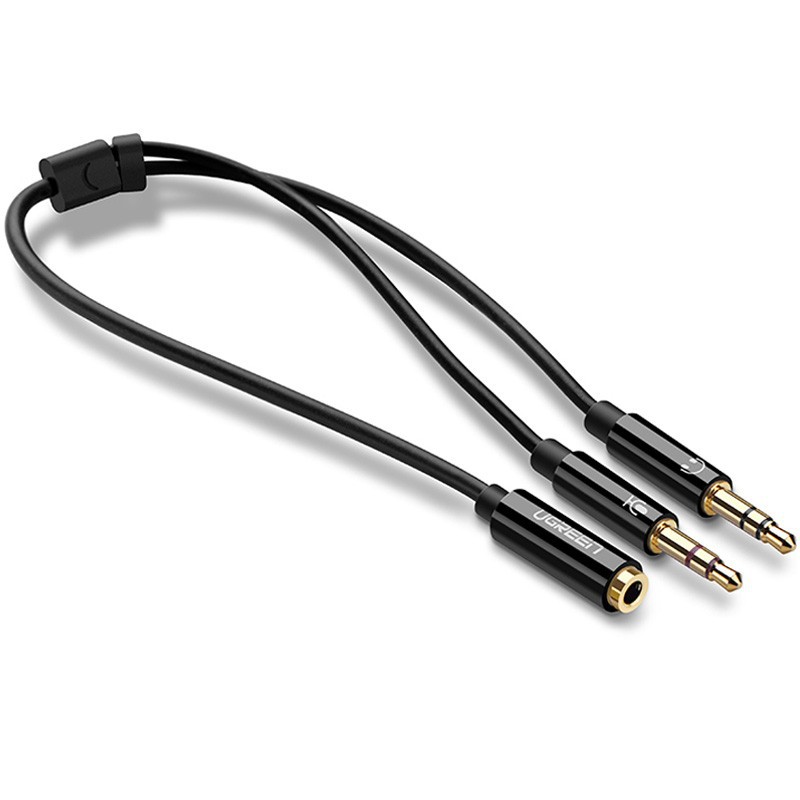 Cáp Gộp Audio 3.5mm 2 Vào 1 Ra Ugreen 20898 (Mic và Headphone) Chính Hãng