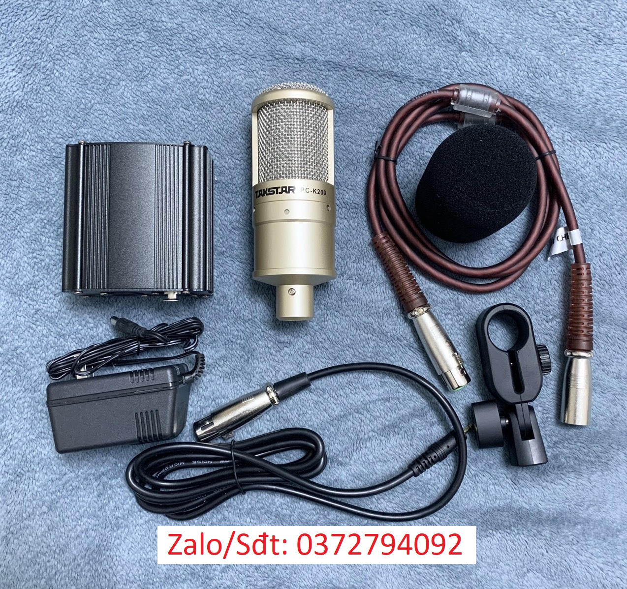 Micro thu âm takstar PC-K200 kèm nguồn Phantom 48v và 2 dây micro kết nối