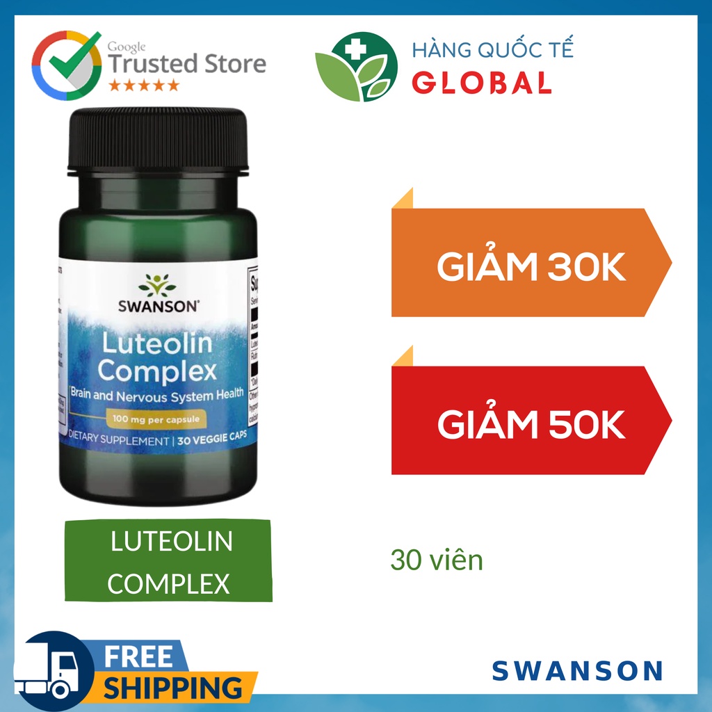 Swanson luteolin complex, 30 tablets, supports brain and nervous system health for adults