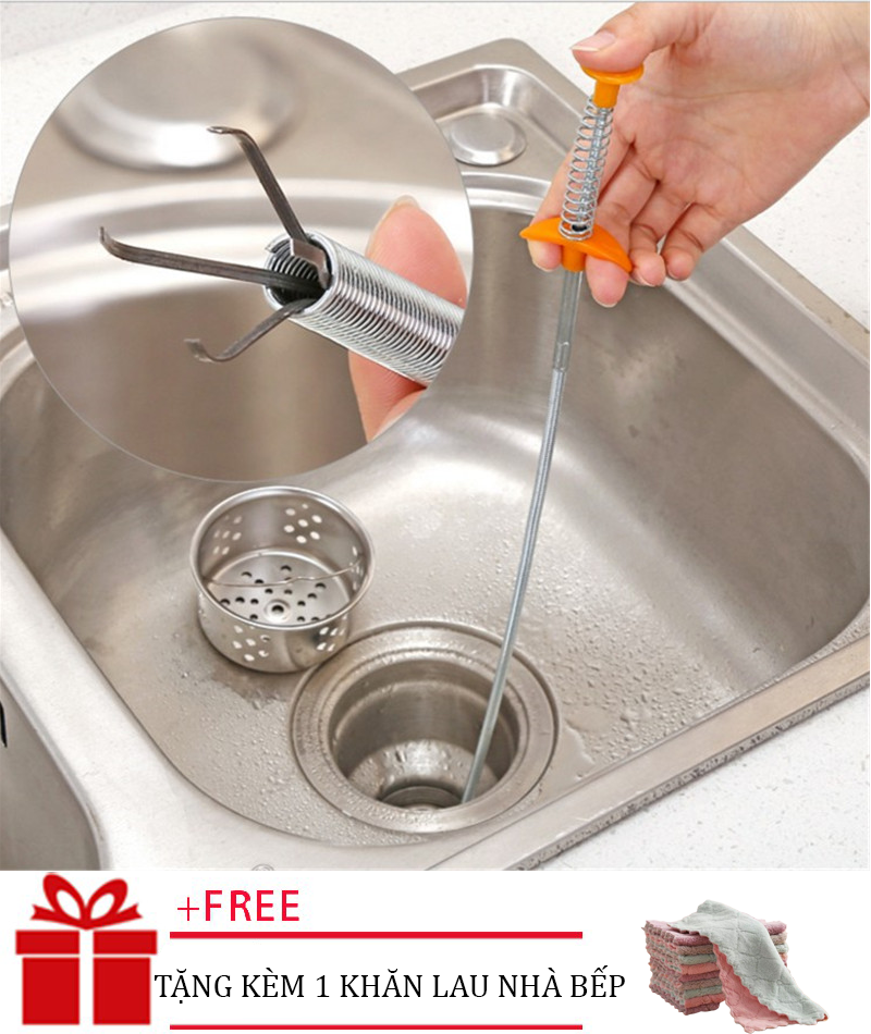 [ TẶNG 1 KHĂN LAU ] Dụng Cụ Gắp Rác Thông Minh️, Dây thông tắc bồn cầu, cống, chậu rửa mặt rửa bát- dụng cụ thông tắc nhà tắm dài 60cm