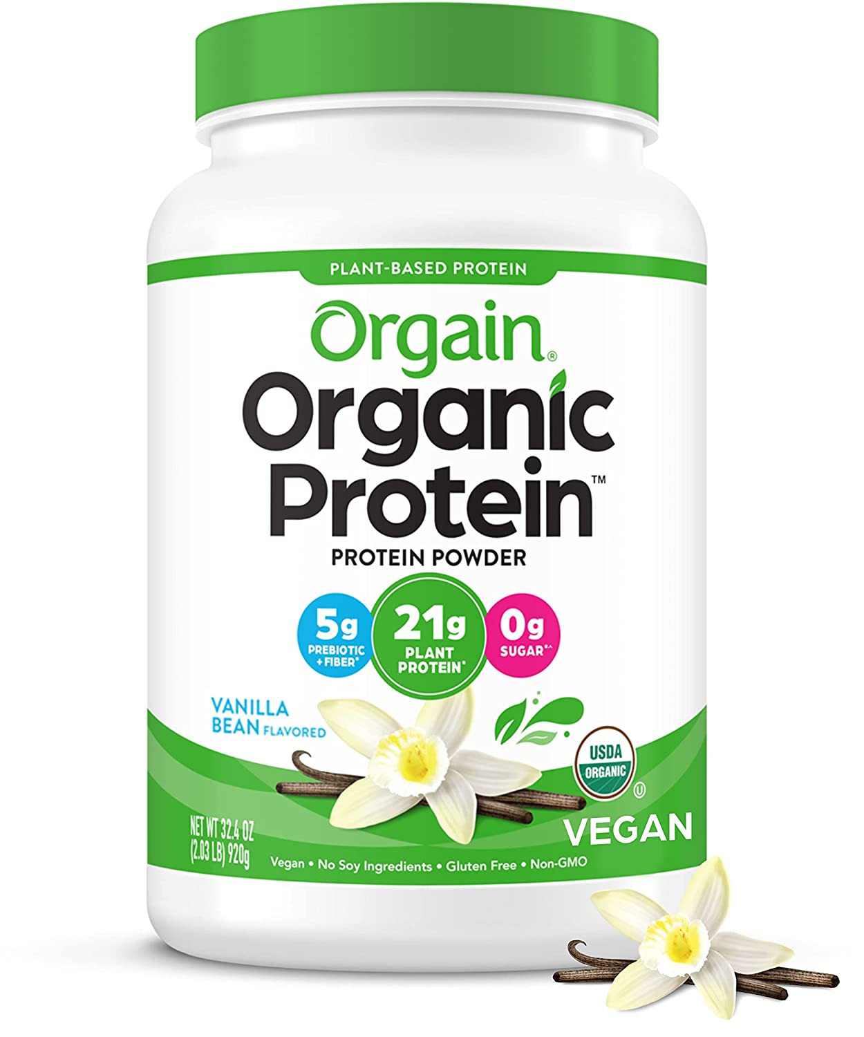 Orgain Organic Plant Based Protein Powder, Vanilla Bean - 2.03 Pound