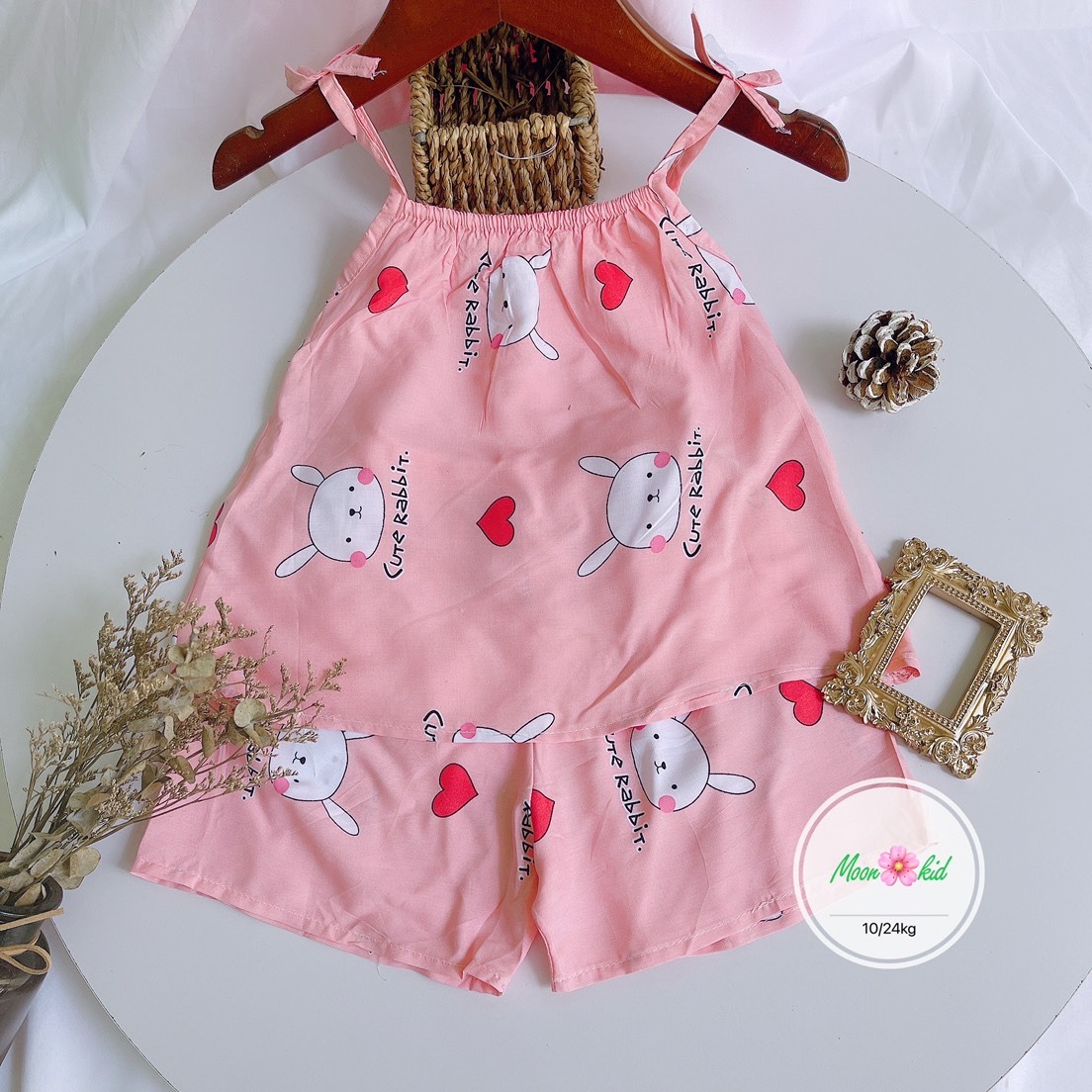 Bộ lanh mát mẻ 2 dây 4 màu cho bé gái