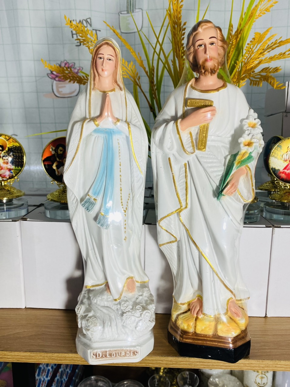 Tượng công giáo combo tượng Giuse và Maria lộ đức