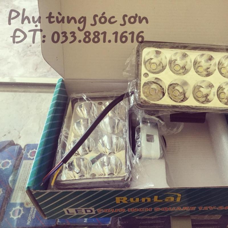 02 chiếc đèn led trợ sáng Runlai 8 mắt ánh sáng trắng 12v-24v-24w
